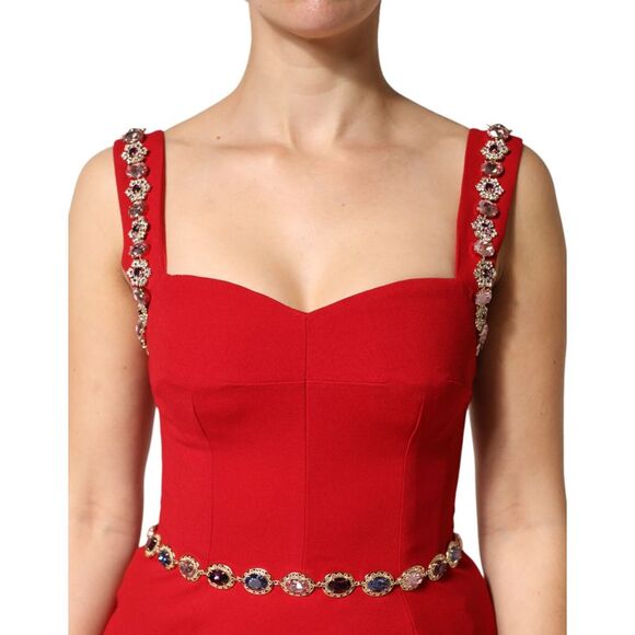 Dolce & Gabbana Red Crystals Sheath Mermaid Long Gown Women's Dress (Pre-Owned) - Picture 4 of 5
